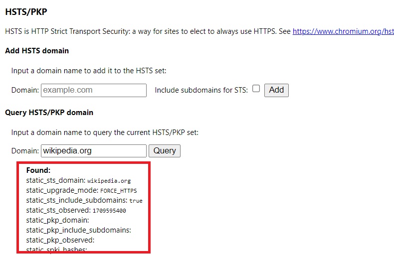 Strict Transport Security (HSTS) - Chrome 1